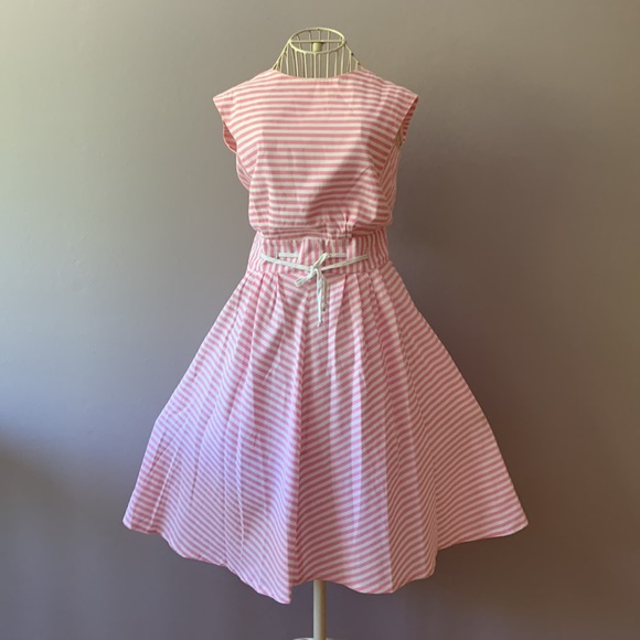 📍FIRM📍80’s VTG 💕Striped Fit-n-Flare Gorgeous Retro - Picture 4 of 16